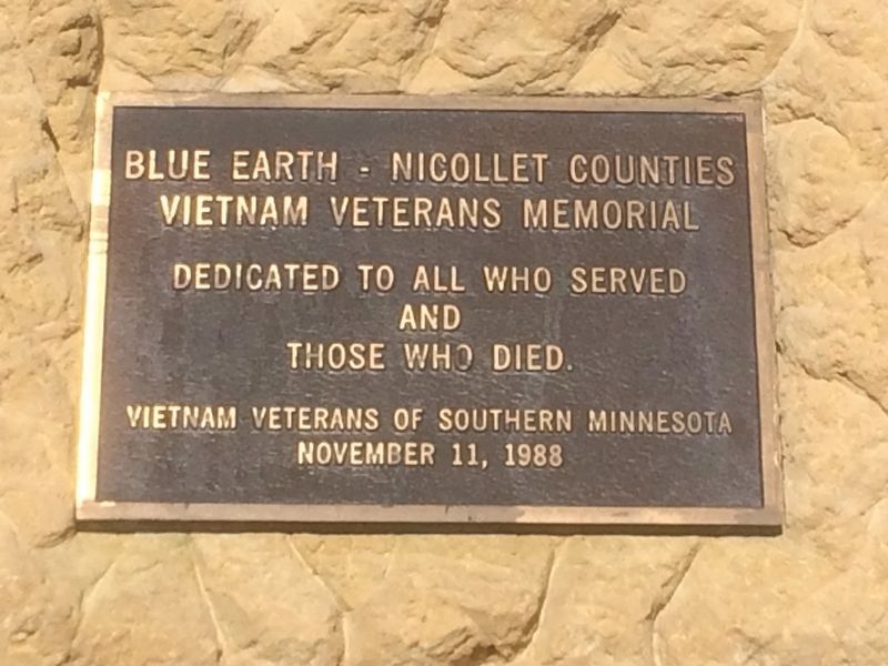 Blue Earth - Nicollet Counties Vietnam Veterans Memorial Marker image. Click for full size.