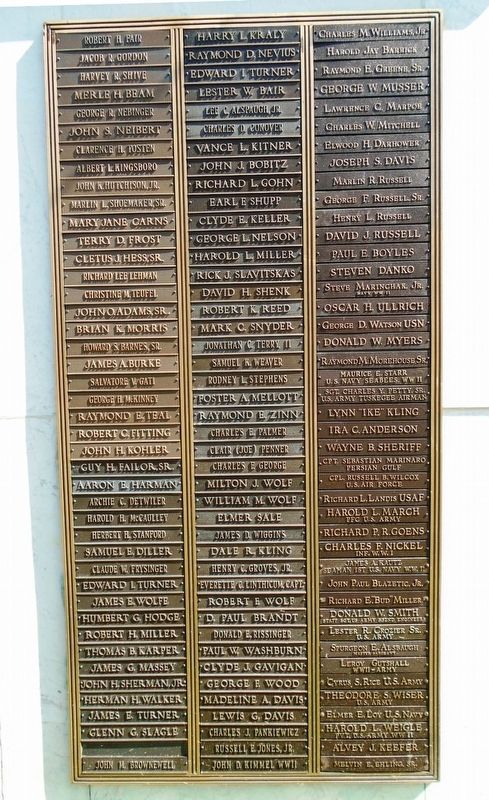 Veterans Memorial Honor Roll. Click for full size. Veterans Memorial Honor Roll image. Click for full size.