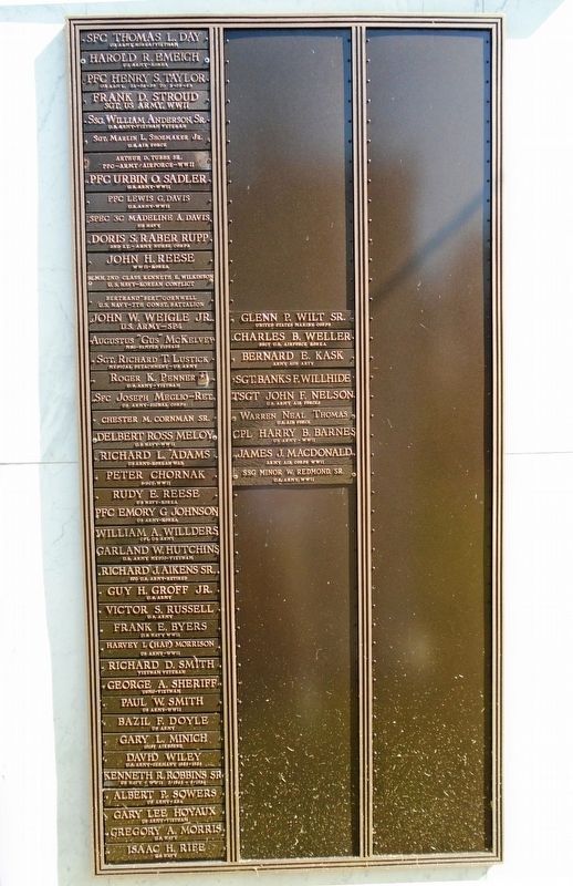 Veterans Memorial Honor Roll. Click for full size. Veterans Memorial Honor Roll image. Click for full size.