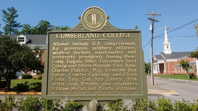 Cumberland College Marker (Side 2) image. Click for full size.