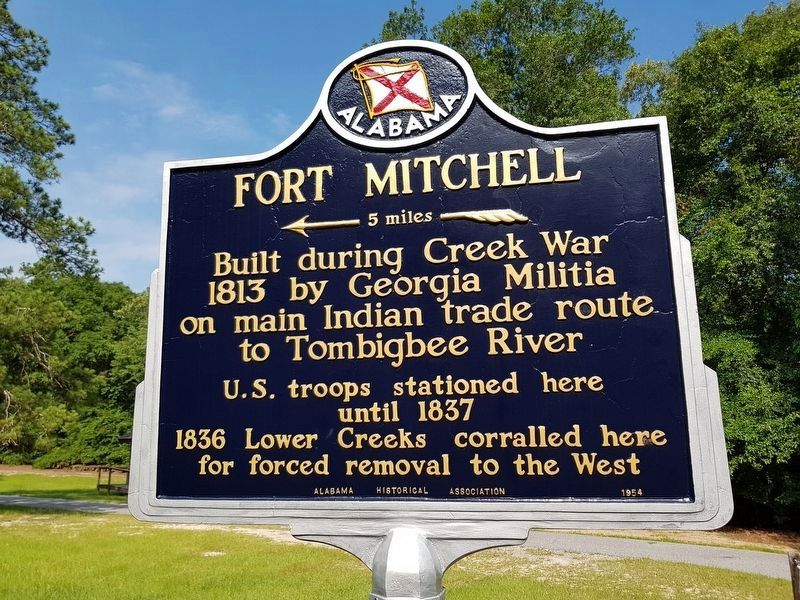Fort Mitchell Marker, recently restored image. Click for full size.