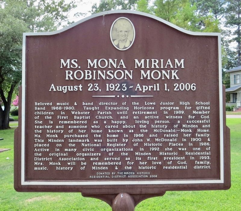 Ms. Mona Miriam Robinson Monk Marker image. Click for full size.