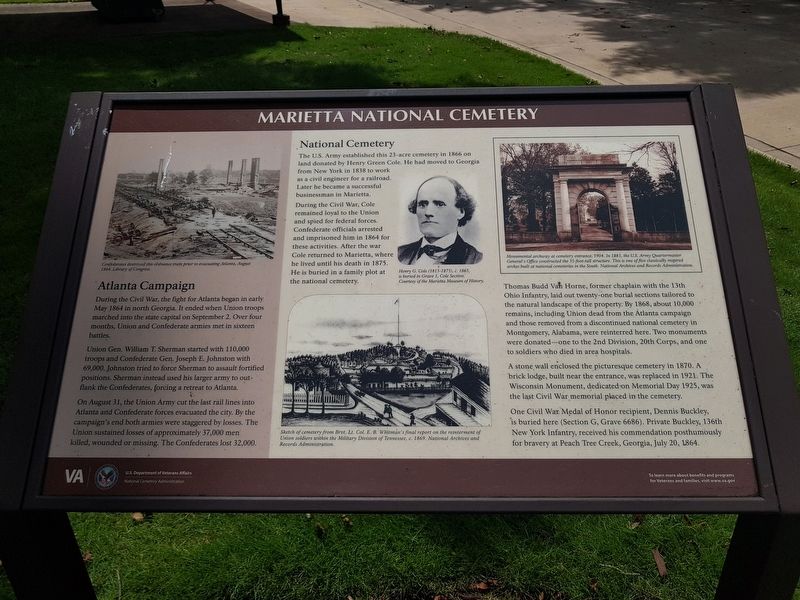 Marietta National Cemetery Marker. Click for full size. Marietta National Cemetery Marker image. Click for full size.