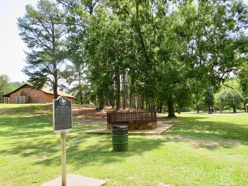 View from marker of springs area and scout pavilion along Danny Drive. image. Click for full size.