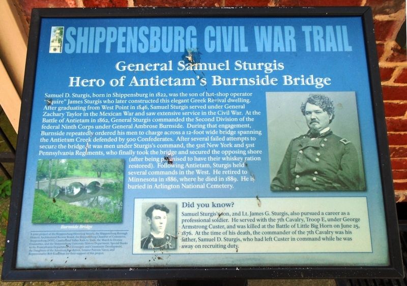 General Samuel Sturgis: Hero of Antietam's Burnside Bridge Marker image. Click for full size.