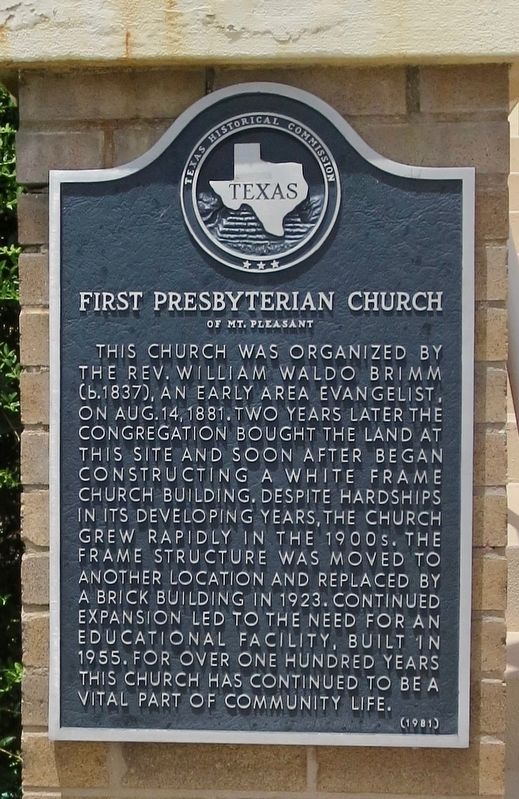 First Presbyterian Church of Mt. Pleasant Marker image. Click for full size.
