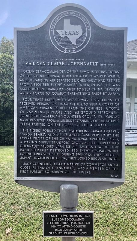 Birthplace of Maj. Gen. Claire L. Chennault Marker image. Click for full size.