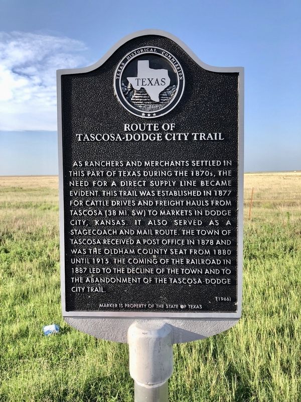 Route of Tascosa-Dodge City Trail Marker image. Click for full size.