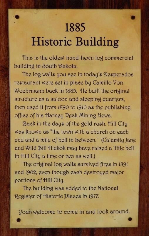 1885 Historic Building Interpretive Plaque (<i>also mounted on this building</i>) image. Click for full size.
