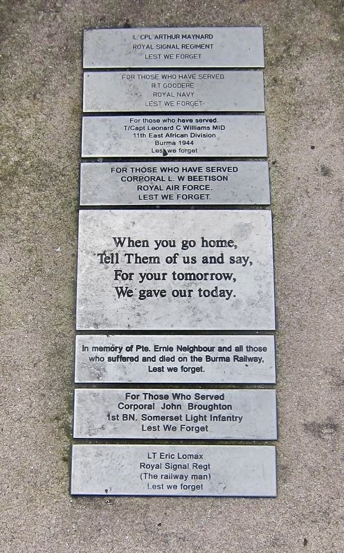 Burma Railway Memorial - additional names. Click for full size. Burma Railway Memorial - additional names image. Click for full size.