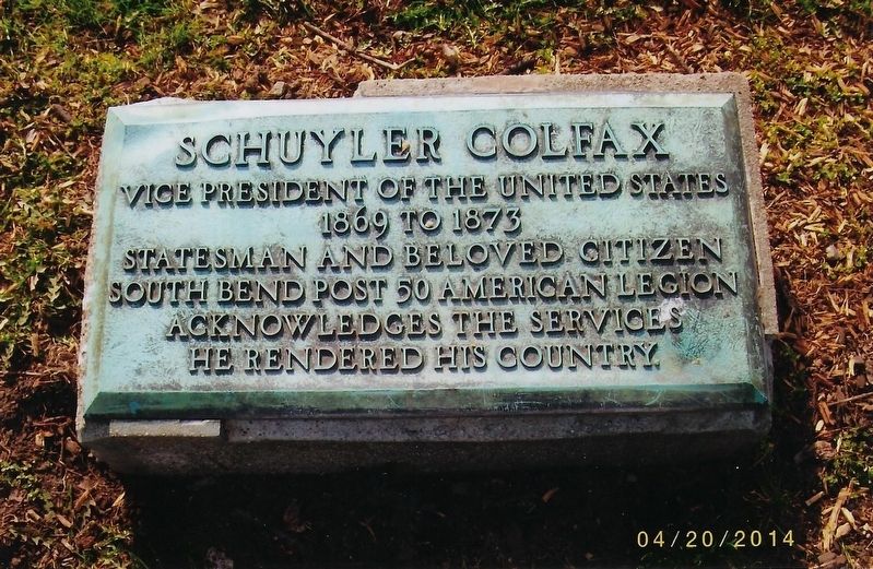 Schuyler Colfax Marker. Click for full size. Schuyler Colfax Marker image. Click for full size.
