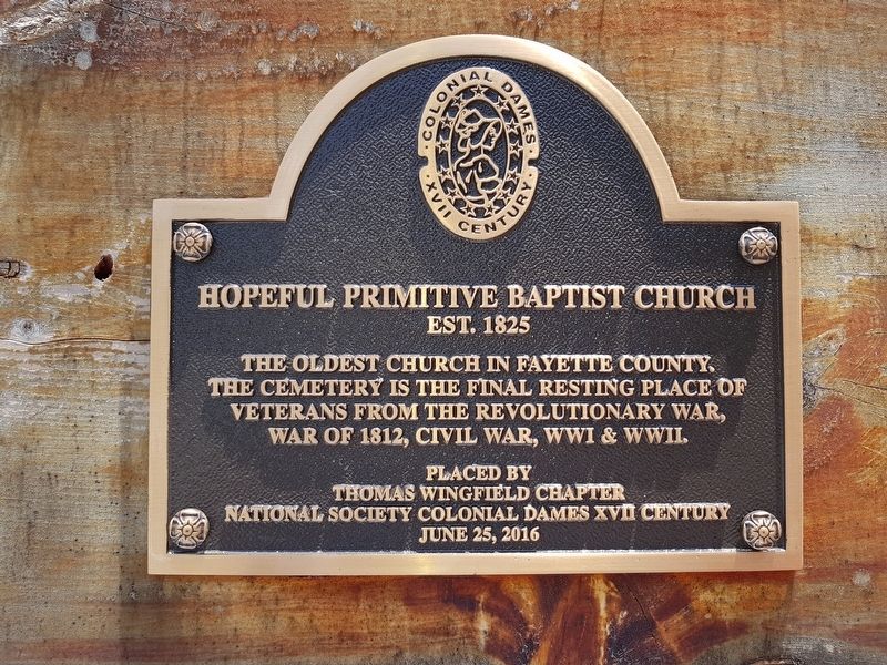 Hopeful Primitive Baptist Church Marker image. Click for full size.