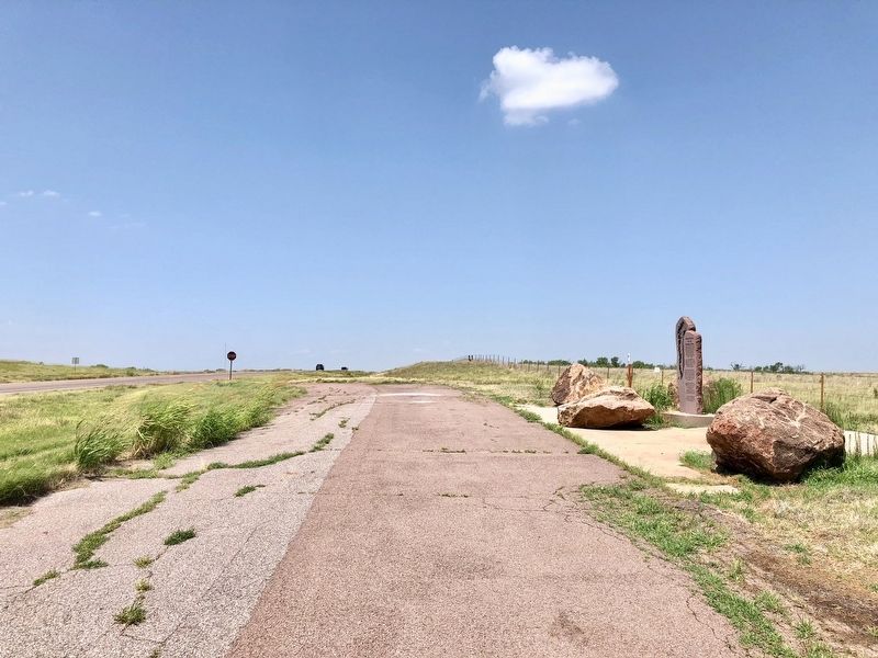 View of marker, looking west along pullout on U.S. Highway 62. image. Click for full size.