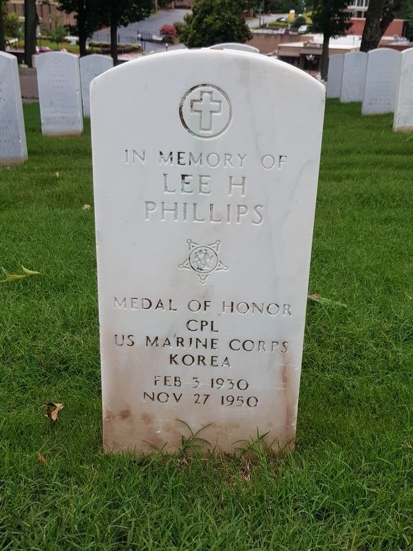 A nearby memorial to Lee H. Phillips, Medal of Honor recipient from the Korean War image. Click for full size.
