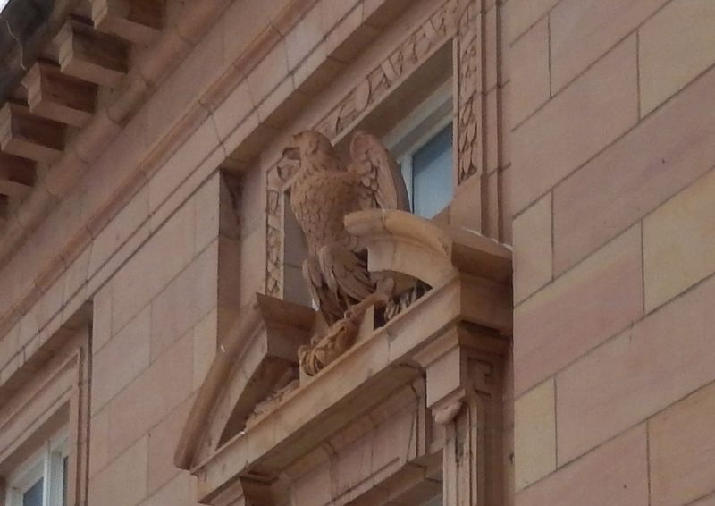Eagle sculpture by Victor F. Sauer (<i>located over main front entrance</i>). Click for full size. Eagle sculpture by Victor F. Sauer (<i>located over main front entrance</i>) image. Click for full size.