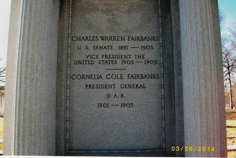Charles Fairbanks Memorial close-up image. Click for full size.