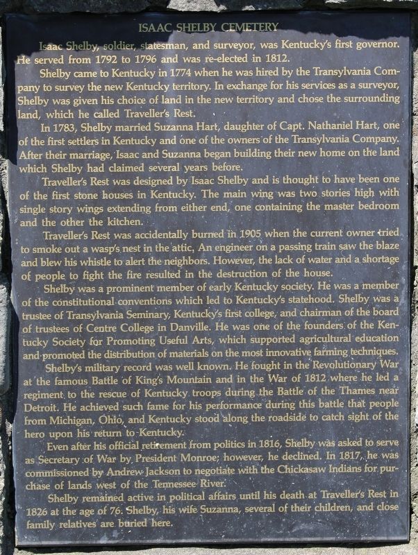 Isaac Shelby Cemetery Marker image. Click for full size.