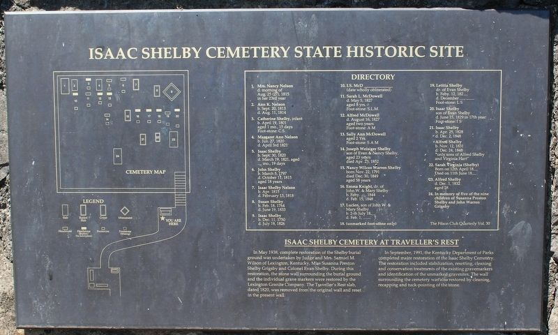 Isaac Shelby Cemetery Map image. Click for full size.