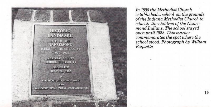 Exhibit B: Nansemond Indian Public School #9 marker. image. Click for full size.