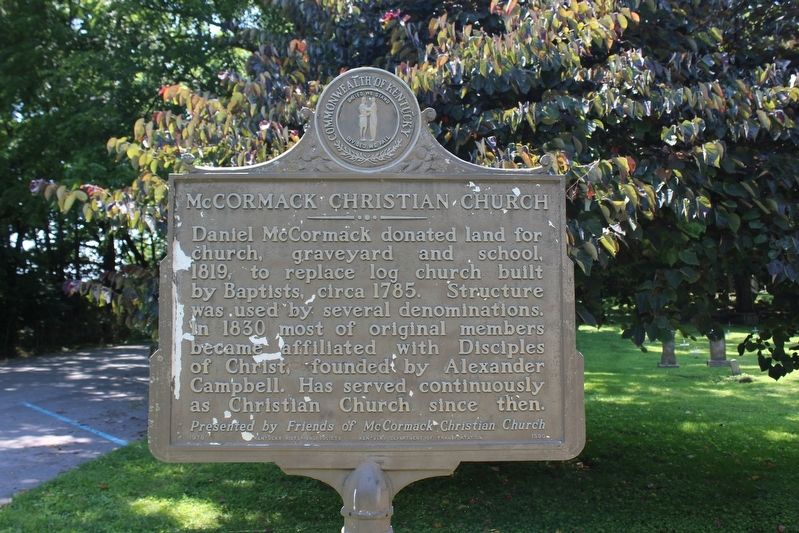McCormack Christian Church Marker (Side 1) image. Click for full size.