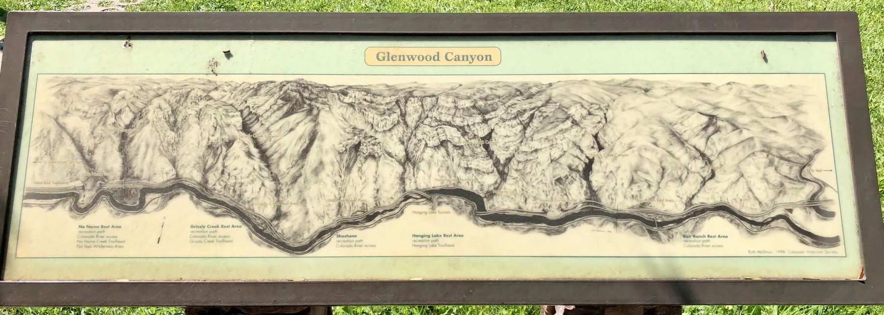 A Colorado Historical Society terrain map of the Glenwood Canyon. image. Click for full size.