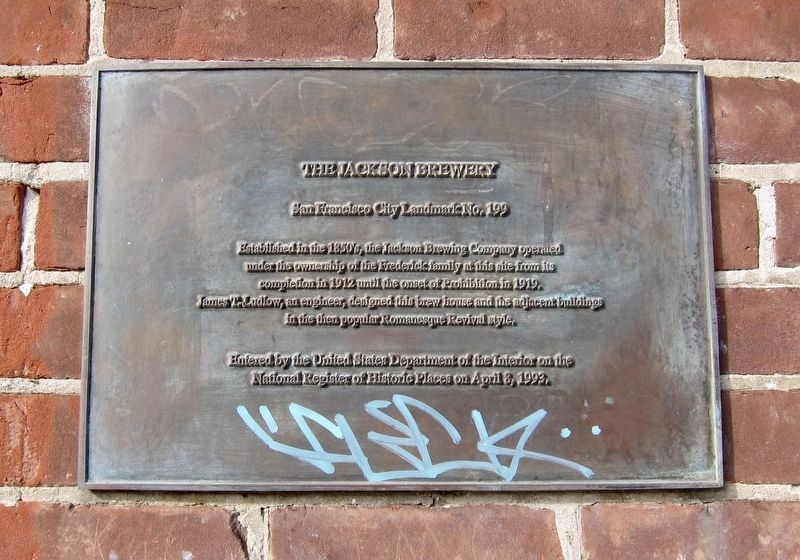 The Jackson Brewery Marker image. Click for full size.