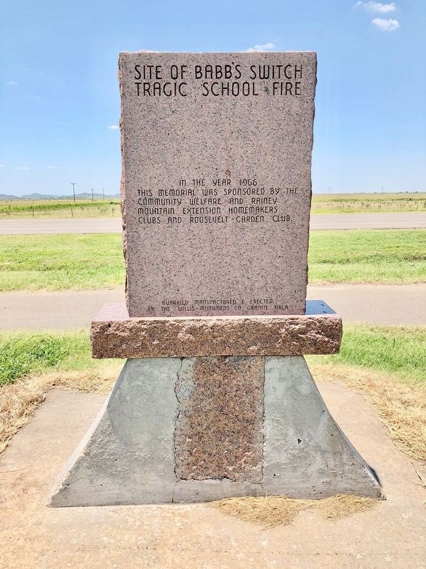 Site of Babbs Switch Tragic School Fire Marker (rear) image. Click for full size.