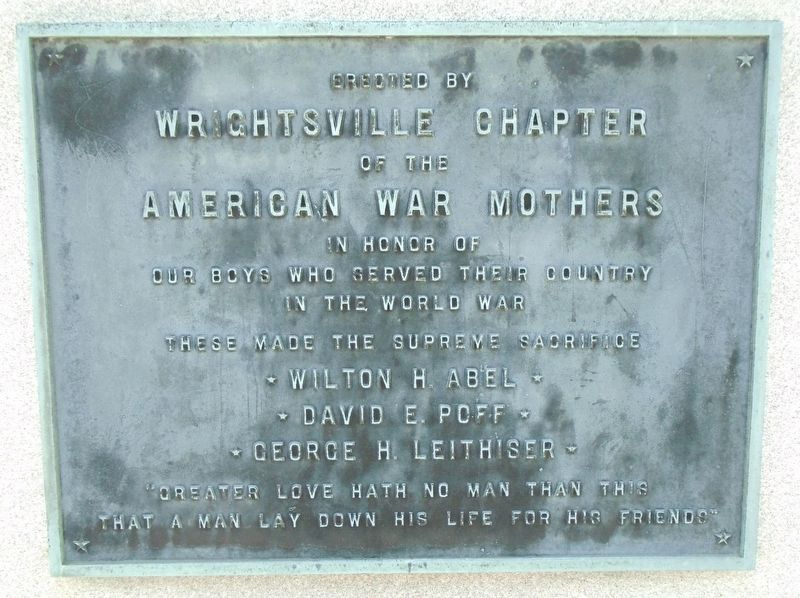 World War Memorial Marker. Click for full size. World War Memorial Marker image. Click for full size.