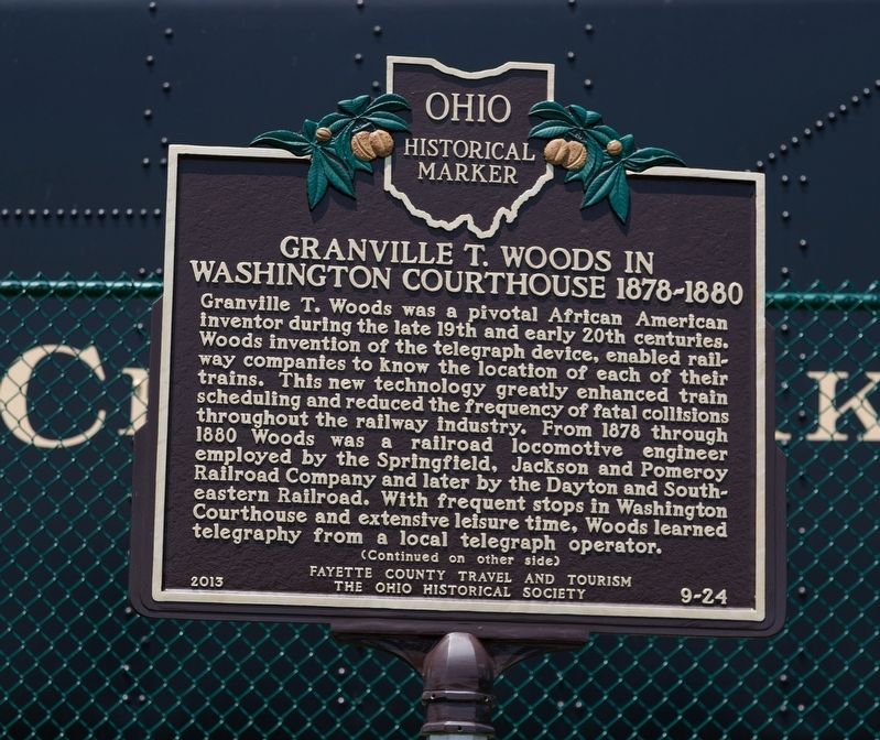Granville T. Woods in Washington Courthouse Marker, Side One image. Click for full size.