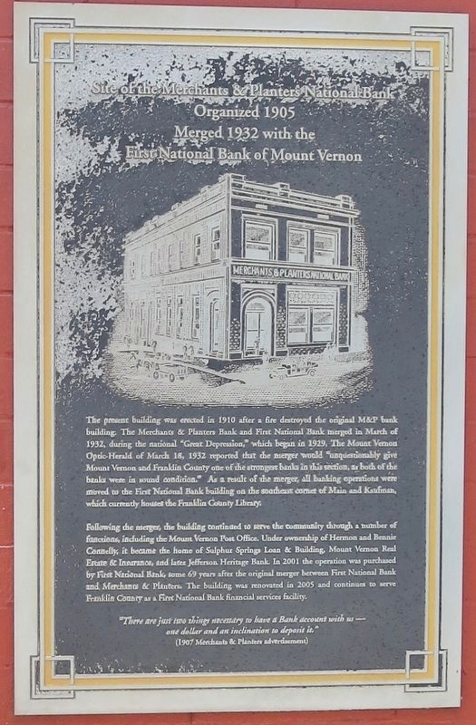 Site of the Merchants and Planters National Bank Marker image. Click for full size.