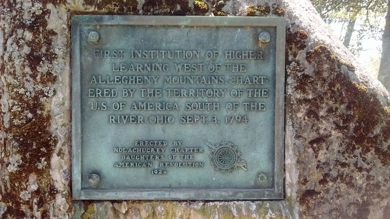First Institution of Higher Learning West of the Allegheny Mountains Marker image. Click for full size.