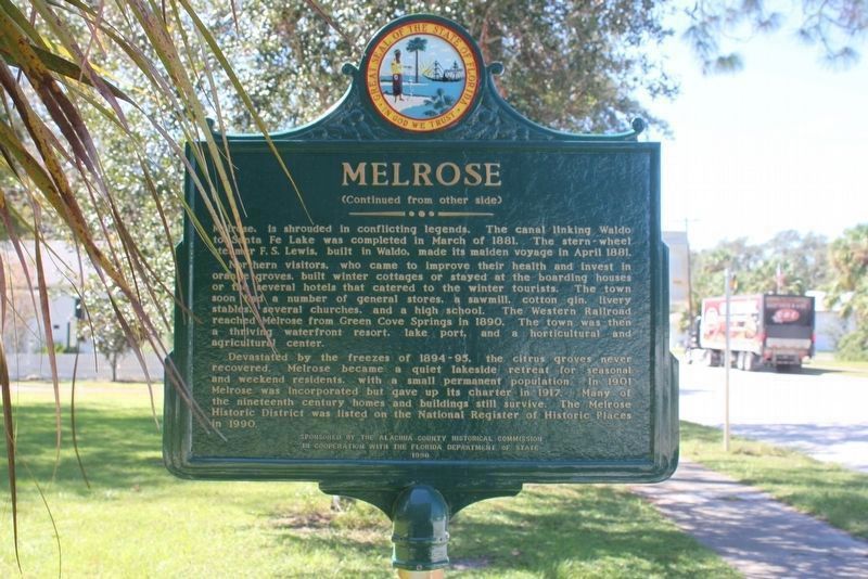 Melrose Marker, restored and at new location (side 2) image. Click for full size.