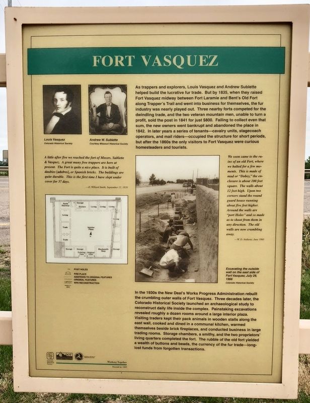 Fort Vasquez Marker (front) image. Click for full size.