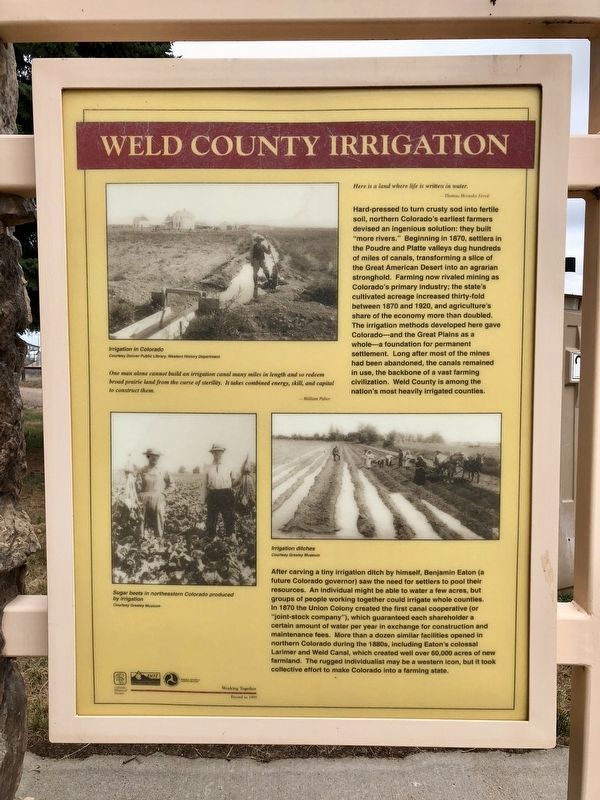 Weld County Irrigation Marker. Click for full size. Weld County Irrigation Marker image. Click for full size.