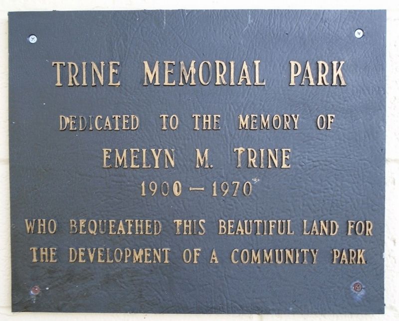Trine Memorial Park Marker image. Click for full size.