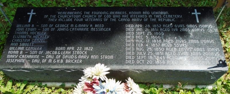 Churchtown Church of God Founding Members Marker. Click for full size. Churchtown Church of God Founding Members Marker image. Click for full size.