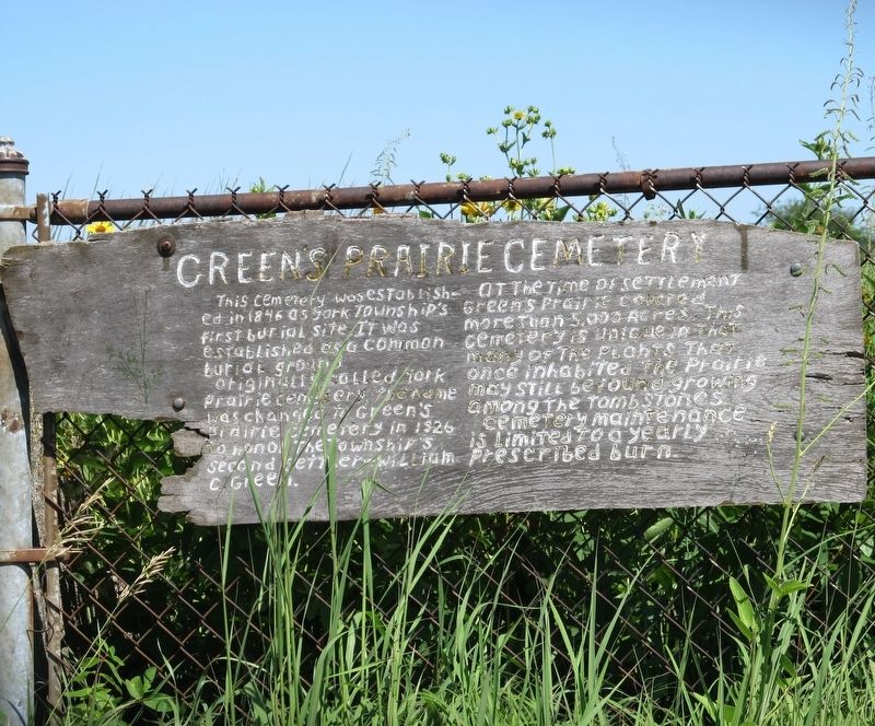 Green's Prairie Cemetery Marker image. Click for full size.
