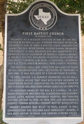 First Baptist Church of Colorado City Marker image. Click for full size.