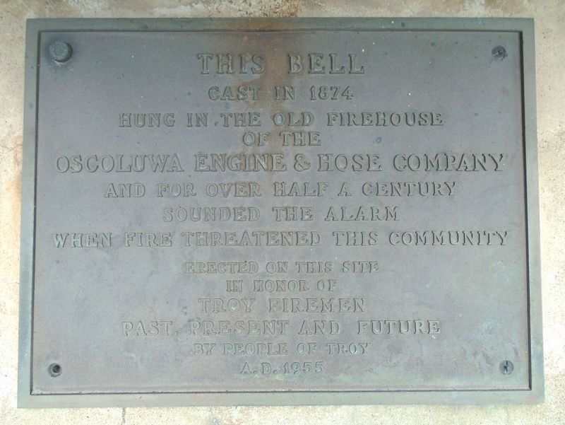 Oscoluwa Engine & Hose Company Fire Bell Marker image. Click for full size.