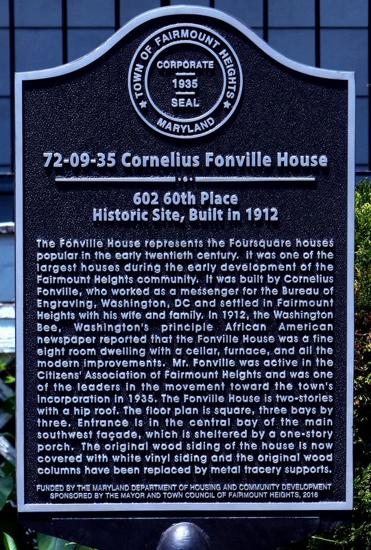Cornelius Fonville House Marker image. Click for full size.