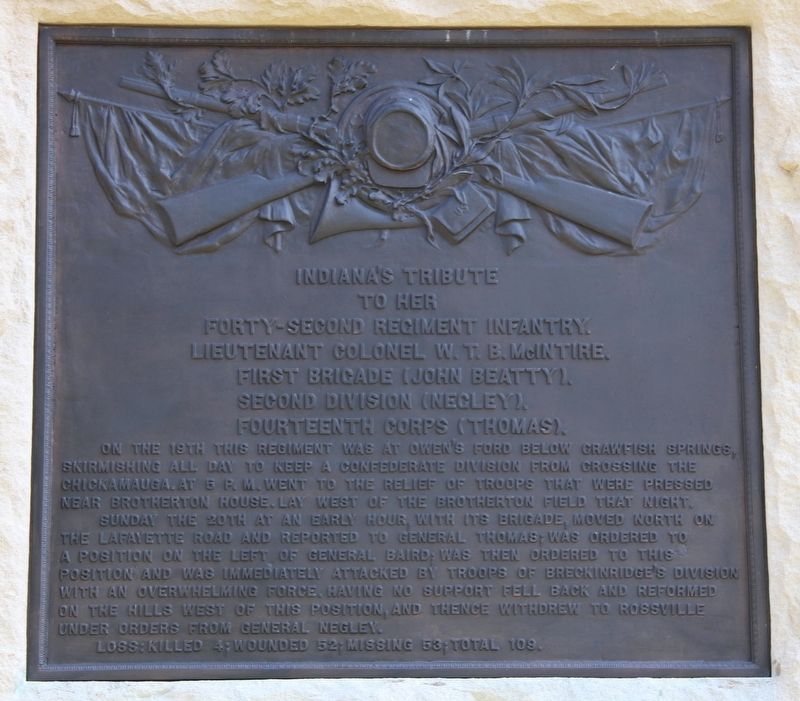 42nd Indiana Infantry Marker. Click for full size. 42nd Indiana Infantry Marker image. Click for full size.