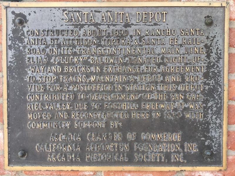 Santa Anita Depot Marker image. Click for full size.