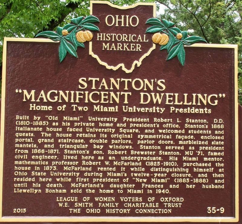 Stanton's "Magnificent Dwelling" Marker Side image. Click for full size.