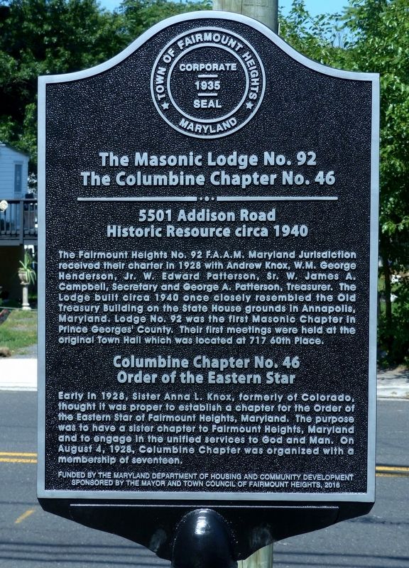 The Masonic Lodge No. 92<br>The Columbine Chapter No. 46 Marker image. Click for full size.