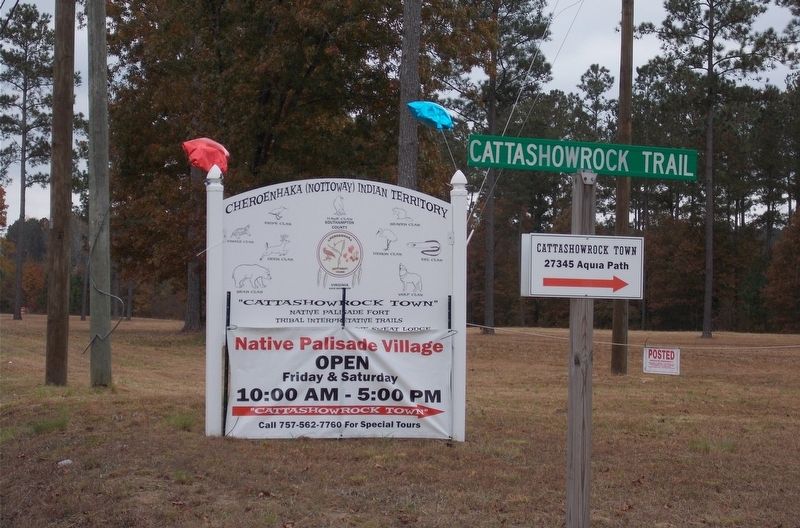 The main entrance sign to Cheroenhaka (Nottoway) Indian Territory. image. Click for full size.
