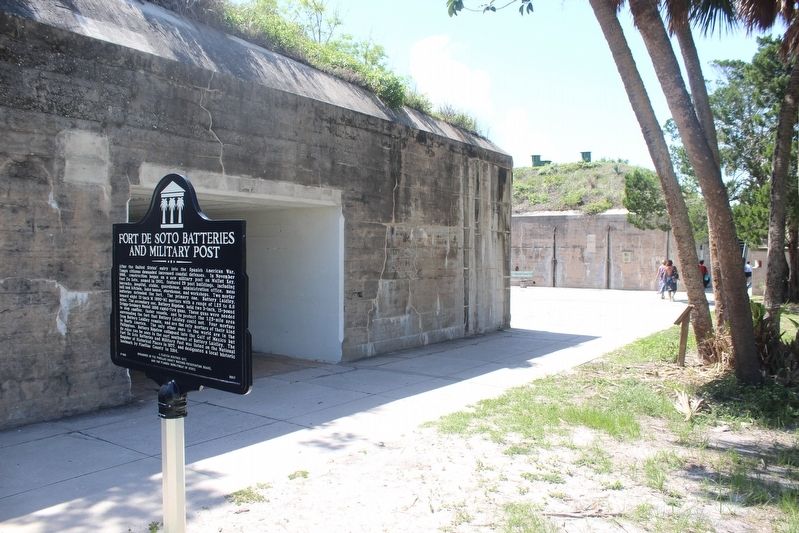 Fort De Soto Batteries and Military Post Marker and part of fort image. Click for full size.