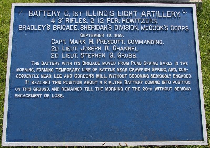 Battery C, 1st Illinois Light Artillery Marker image. Click for full size.