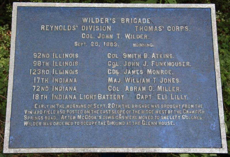 Wilder's Brigade Marker. Click for full size. Wilder's Brigade Marker image. Click for full size.