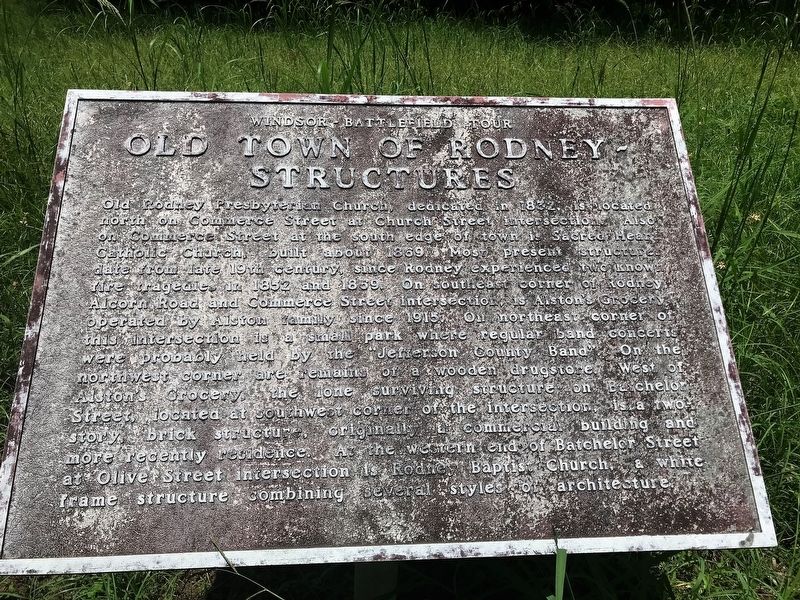 Old Town of Rodney - Structures Marker. Click for full size. Old Town of Rodney - Structures Marker image. Click for full size.