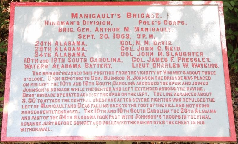 Manigault's Brigade Marker. Click for full size. Manigault's Brigade Marker image. Click for full size.